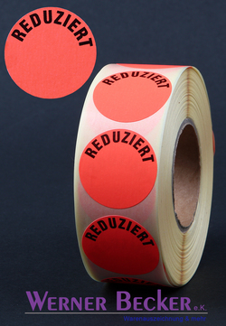 Haftetiketten - � 30 mm "REDUZIERT"