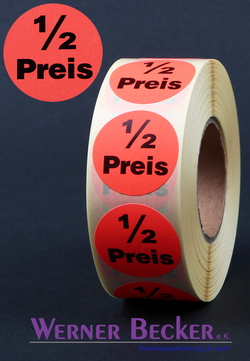 Haftetiketten - � 30 mm "1/2 Preis"