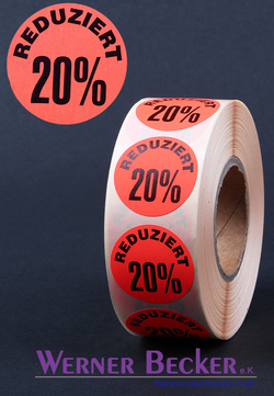 Haftetiketten - � 30 mm "REDUZIERT 20%"